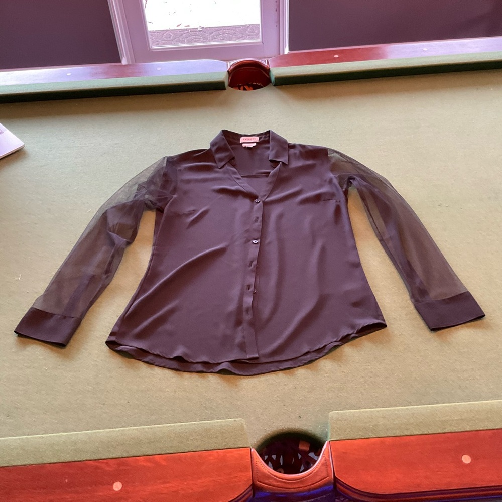 Express black Button Down Shirt with Cuffed Sleeves